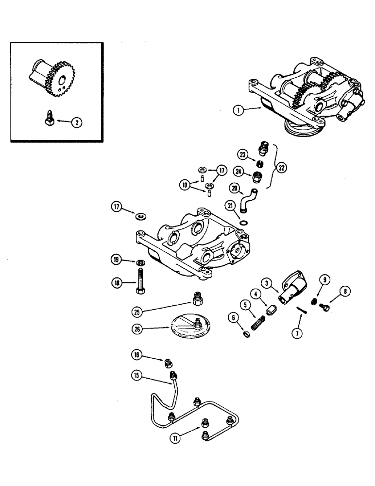 Схема запчастей Case W7E - (022) - BALANCER AND OIL PUMP, (301B) DIESEL ENGINE, 2 GEAR TYPE (02) - ENGINE