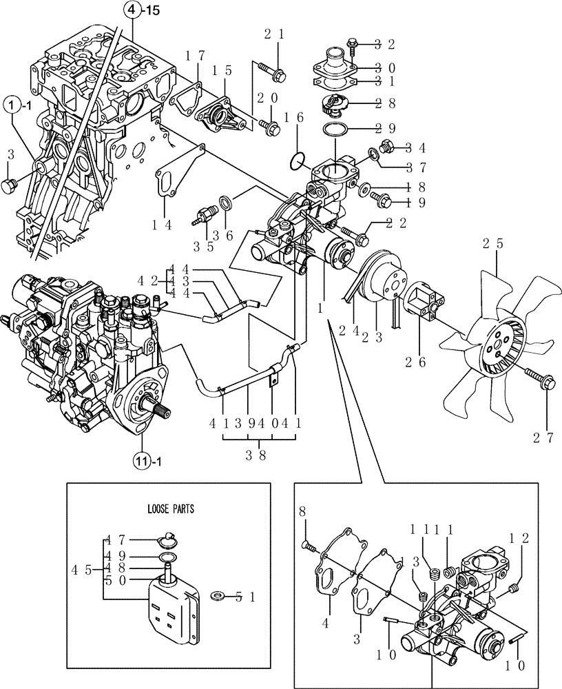 Схема запчастей Case CX36B - (3TNV88-BPYB-20[1]) - COOLING WATER SYSTEM (10) - ENGINE