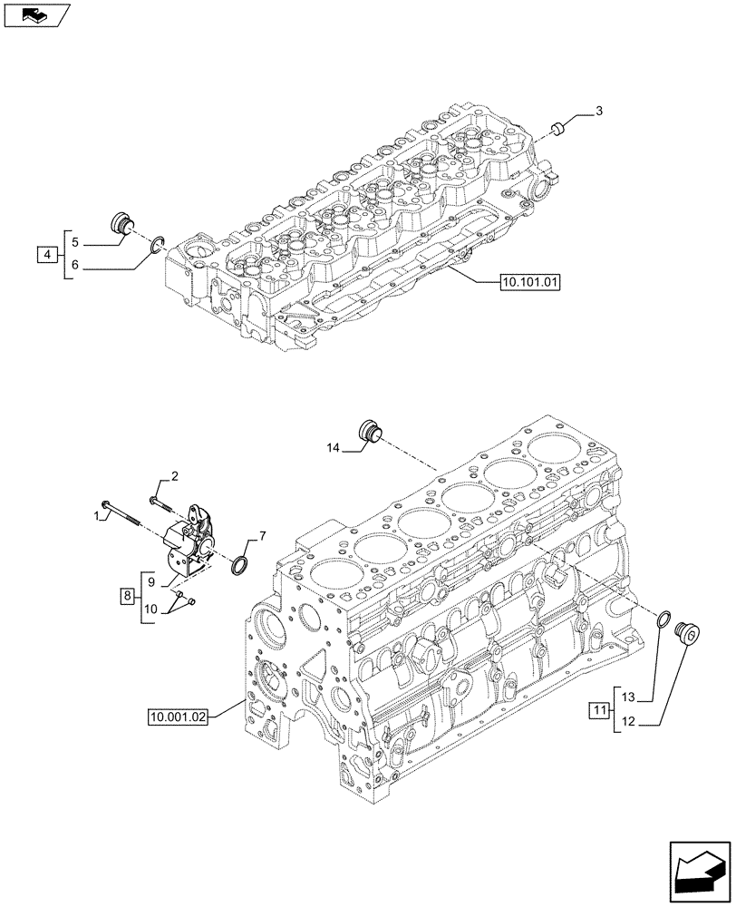 Схема запчастей Case F4HFE613T A004 - (10.402.01 01) - PIPING - ENGINE COOLING SYSTEM (2856257 - 2855824 - 2855442) (10) - ENGINE