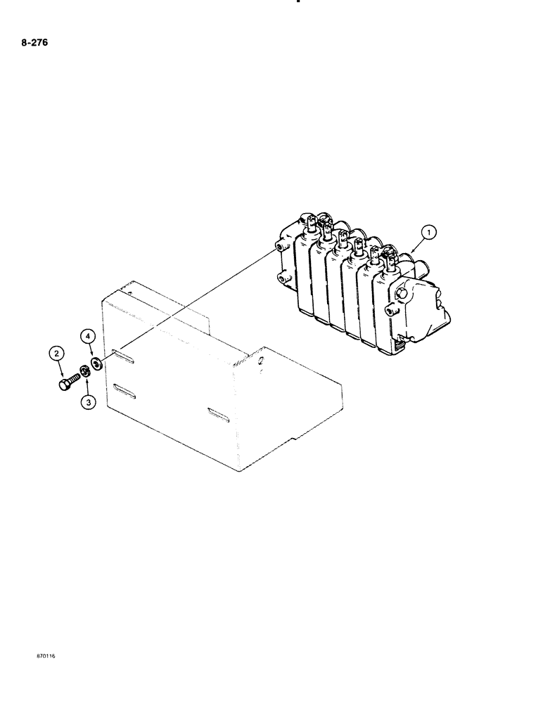 Схема запчастей Case DH4B - (8-276) - REAR MOUNTED VERTICAL BACKHOE CONTROL VALVE MOUNTING (08) - HYDRAULICS