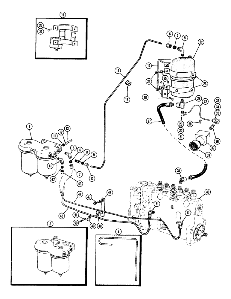 Схема запчастей Case W10B - (018) - FUEL INJECTION FILTER SYSTEM, (401) DIESEL ENGINE, USED PRIOR TO ENGINE SERIAL NUMBER 2205483 (02) - ENGINE