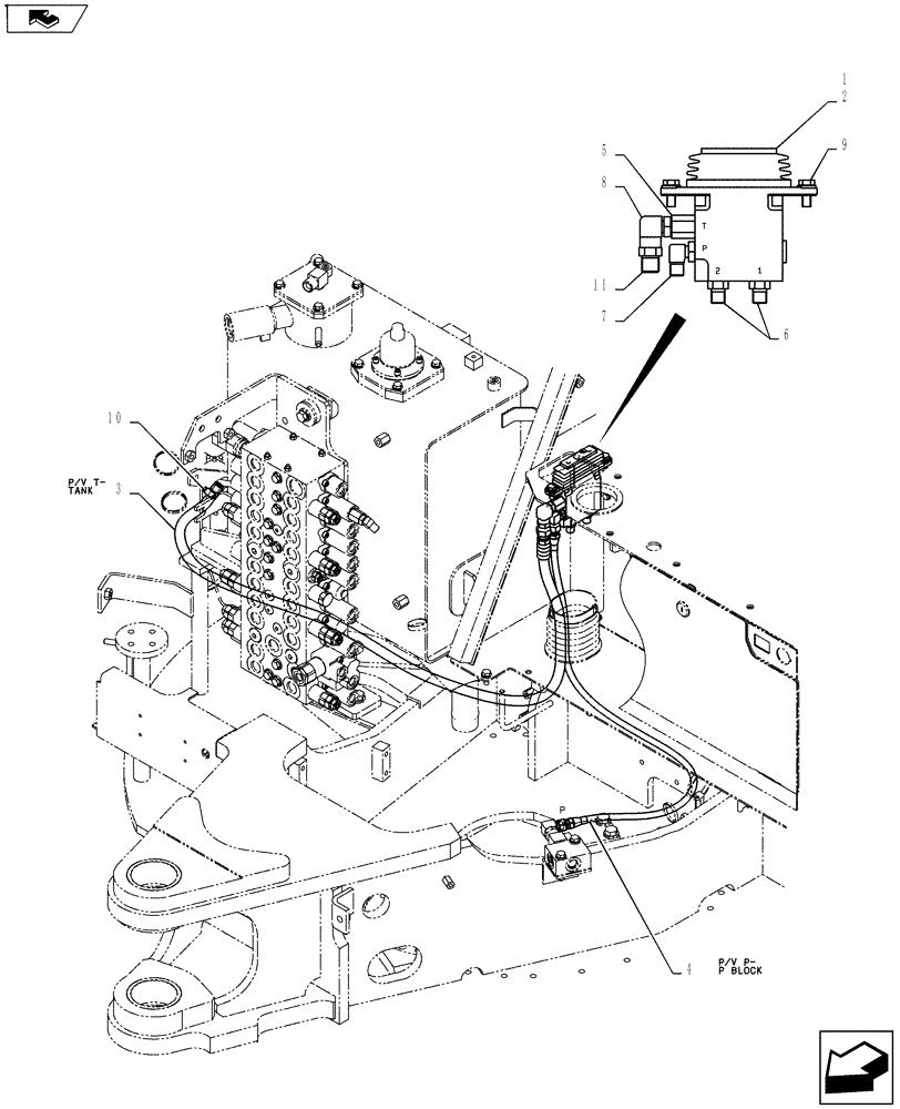 Схема запчастей Case CX55BMSR - (01-035[01]) - CONTROL LINES, REMOTE (ROTARY) (35) - HYDRAULIC SYSTEMS