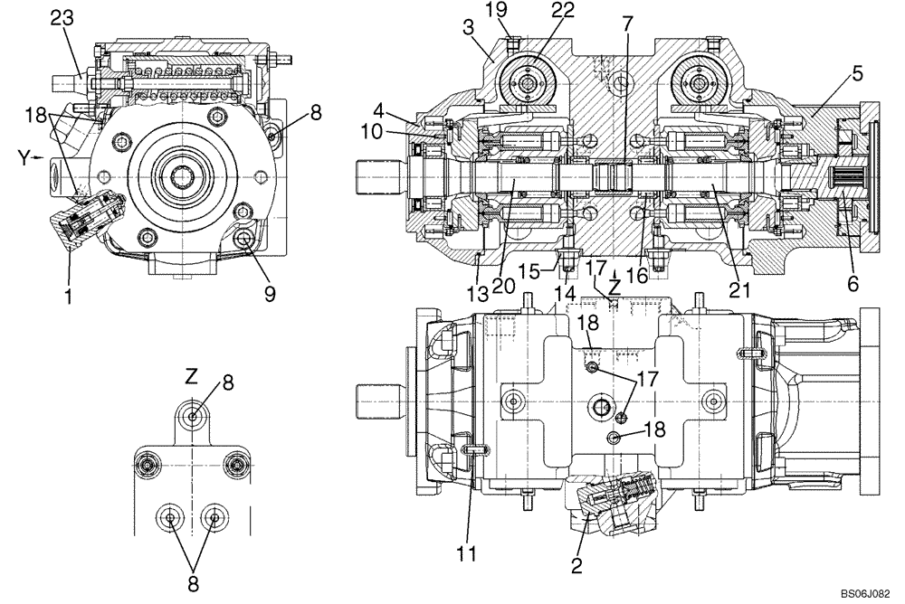 Схема запчастей Case 440 - (06-39) - PUMP, TANDEM - REXROTH (87546976) (06) - POWER TRAIN