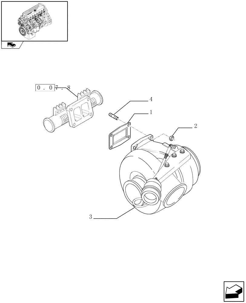 Схема запчастей Case F3AE0684S E908 - (0.24.0) - TURBOCHARGER & RELATED PARTS (504264887) 