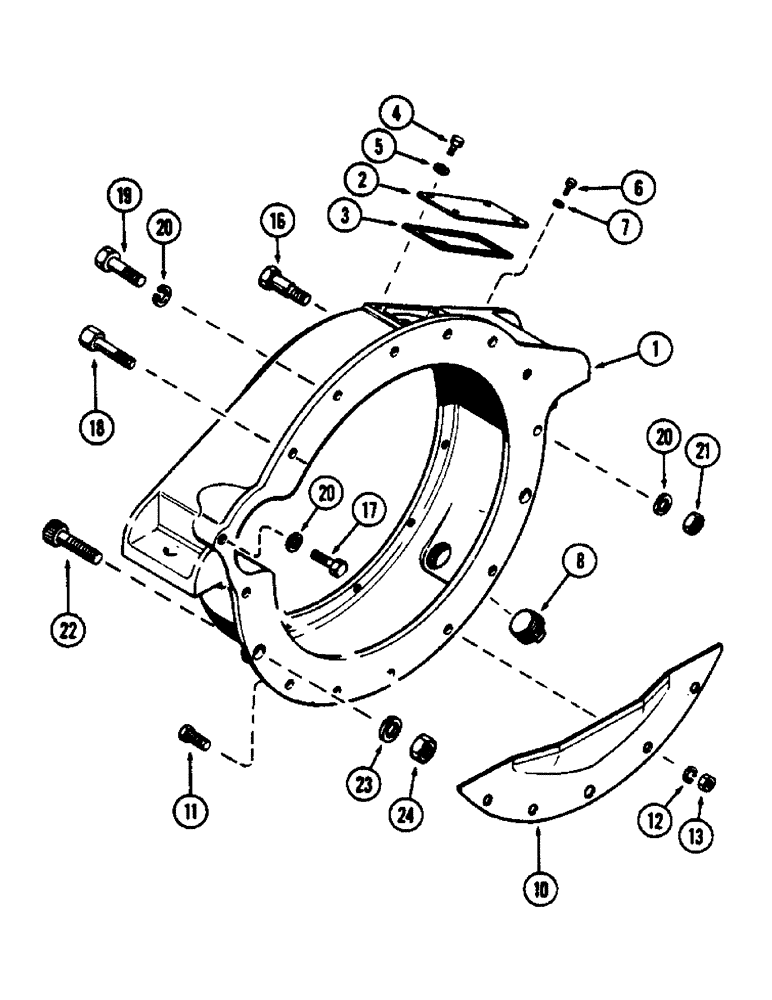 Схема запчастей Case 825 - (034) - FLYWHEEL HOUSING, (336BD) AND (336BDT) DIESEL ENGINES (01) - ENGINE