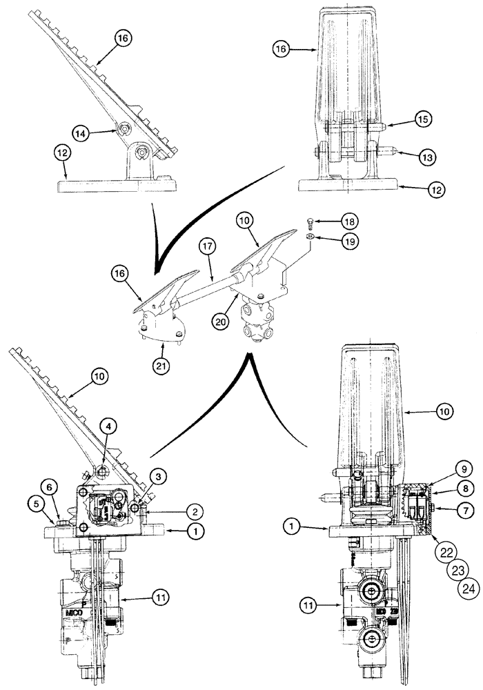 Схема запчастей Case 621C - (07-004) - BRAKE PEDALS (07) - BRAKES