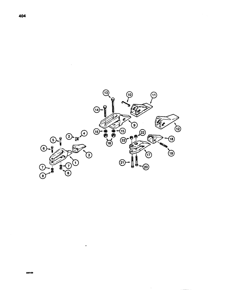 Схема запчастей Case W24C - (404) - BUCKET TEETH (09) - CHASSIS/ATTACHMENTS