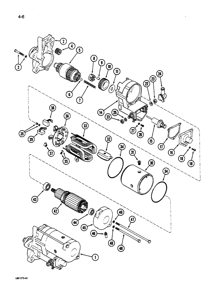 Схема запчастей Case W14C - (4-06) - STARTER (04) - ELECTRICAL SYSTEMS