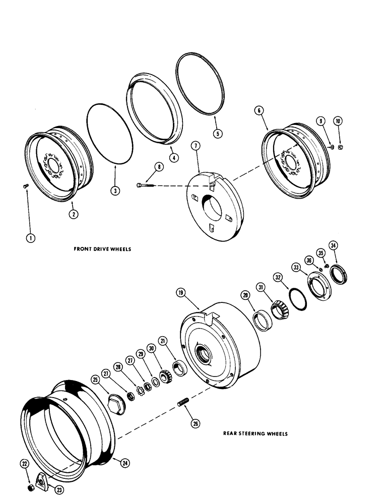 Схема запчастей Case W5 - (104) - FRONT WHEELS, REAR WHEELS (09) - CHASSIS