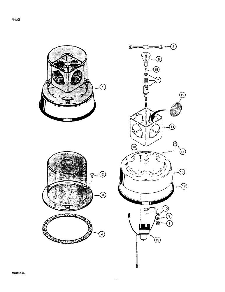 Схема запчастей Case W14B - (4-52) - L110648 ROTATING BEACON (04) - ELECTRICAL SYSTEMS