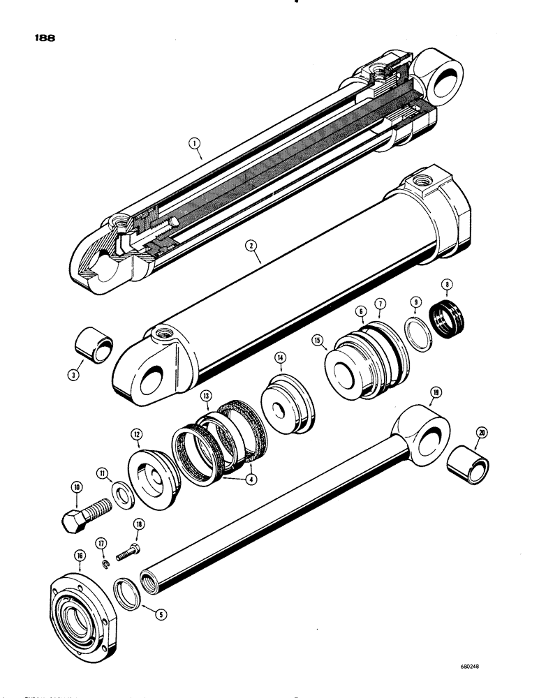 Схема запчастей Case 1150 - (188) - LOADER TILT CYLINDERS, USES PRESS IN "STEP" TYPE OUTER ROD WIPER (07) - HYDRAULIC SYSTEM