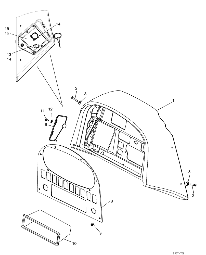 Схема запчастей Case 750L - (04-16) - CONSOLE, FRONT - CAB (04) - ELECTRICAL SYSTEMS