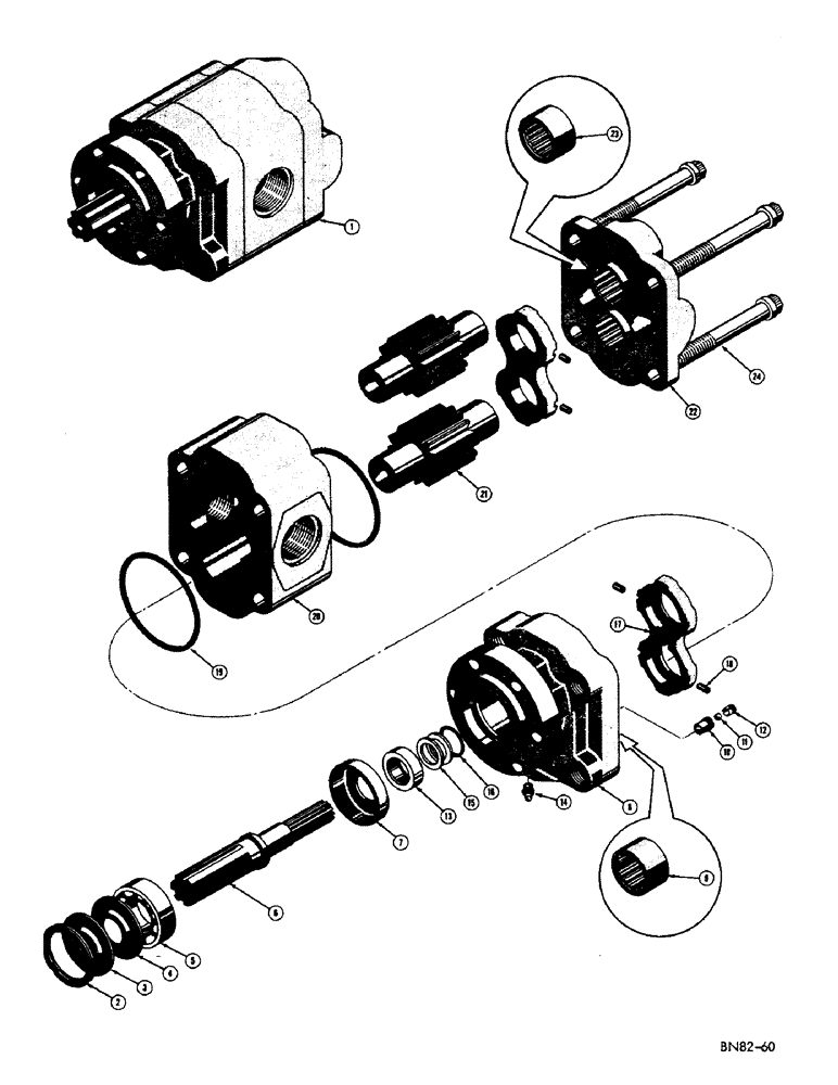 Схема запчастей Case 310D - (080) - D25347 HYDRAULIC PUMP (20 G.P.M.) (07) - HYDRAULIC SYSTEM