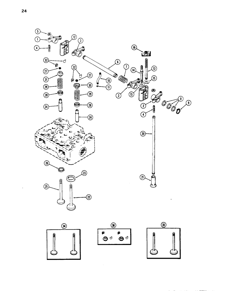 Схема запчастей Case 1450 - (024) - VALVE MECHANISM, 504BDT DIESEL ENGINE (02) - ENGINE