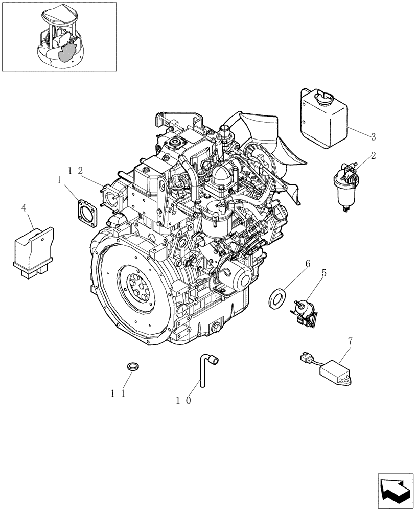 Схема запчастей Case CX20B - (0.021[01]) - DIESEL ENGINE - KIT (10) - ENGINE