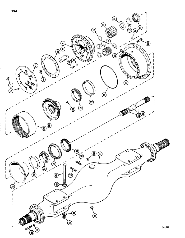 Схема запчастей Case W26B - (194) - L58803 REAR AXLE AND PLANETARIES (06) - POWER TRAIN