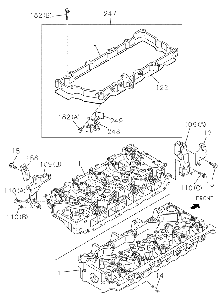 Схема запчастей Case CX210C NLC - (10.101.01[02]) - CYLINDER HEAD (10) - ENGINE