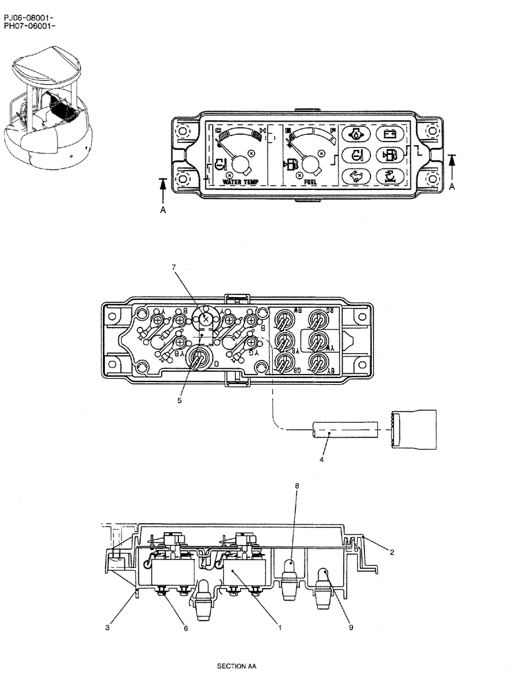 Схема запчастей Case CX50B - (01-076) - GAUGE ASSY, CLUSTER (PH59S00005F1) (05) - SUPERSTRUCTURE