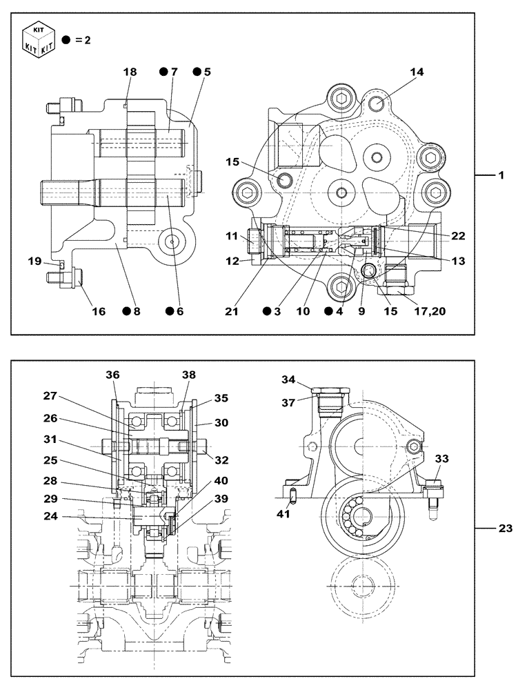 Схема запчастей Case CX210C NLC - (35.357.03) - HIGH PRESSURE PUMP - PUMP, PILOT CONTROL - WITH AUXILIARY HYDRAULICS (35) - HYDRAULIC SYSTEMS