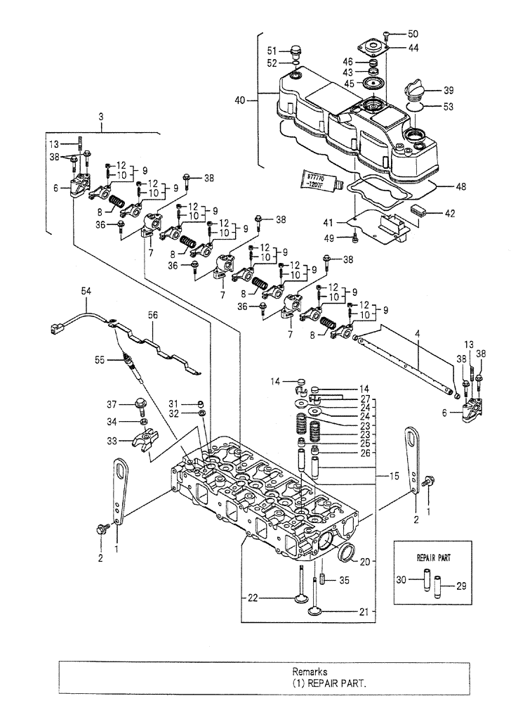 Схема запчастей Case CX50B - (08-004) - CYLINDER HEAD & BONNET ENGINE COMPONENTS