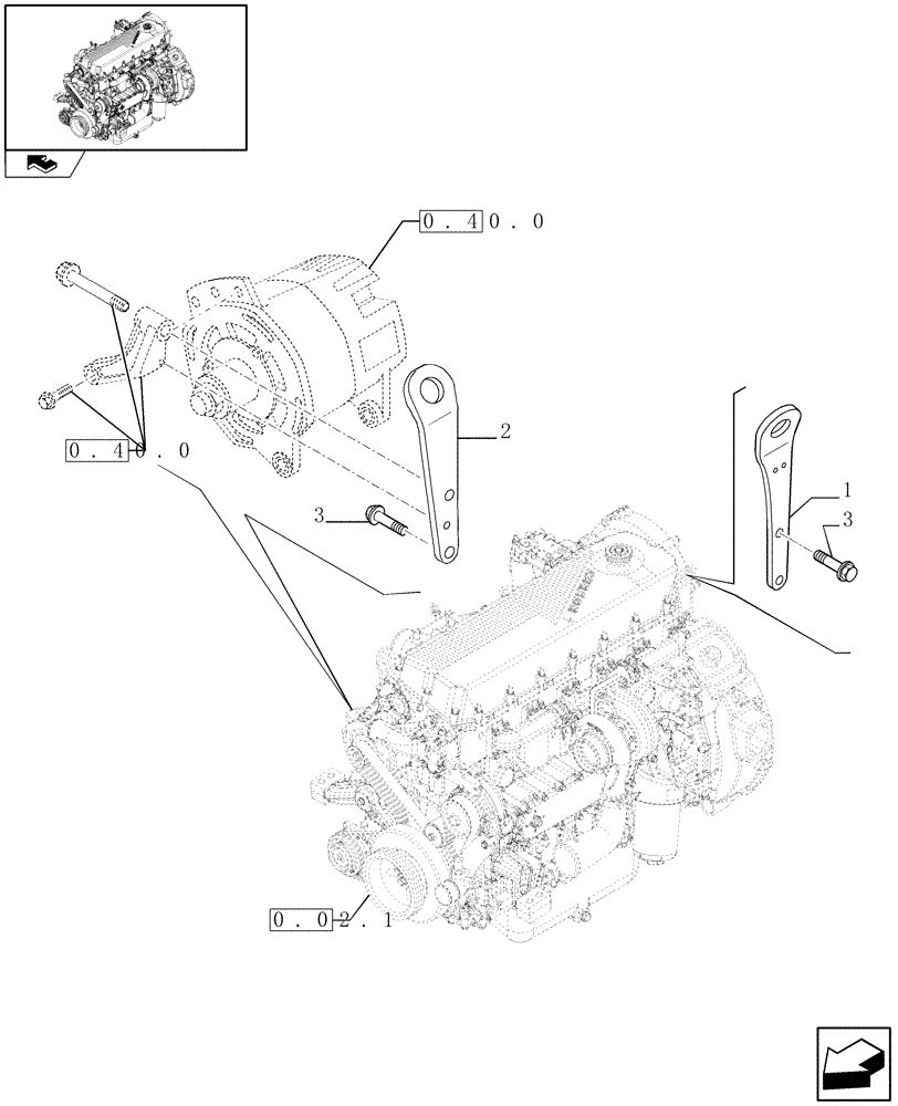 Схема запчастей Case F2CE9684H E003 - (0.45.0) - HOOKS - ENGINE (504045661) 