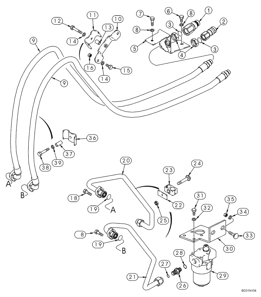 Схема запчастей Case 95XT - (08-14C) - HYDRAULICS, ATTACHMENT - HIGH FLOW, PISTON (Dec 2 2009 4:20PM) (08) - HYDRAULICS