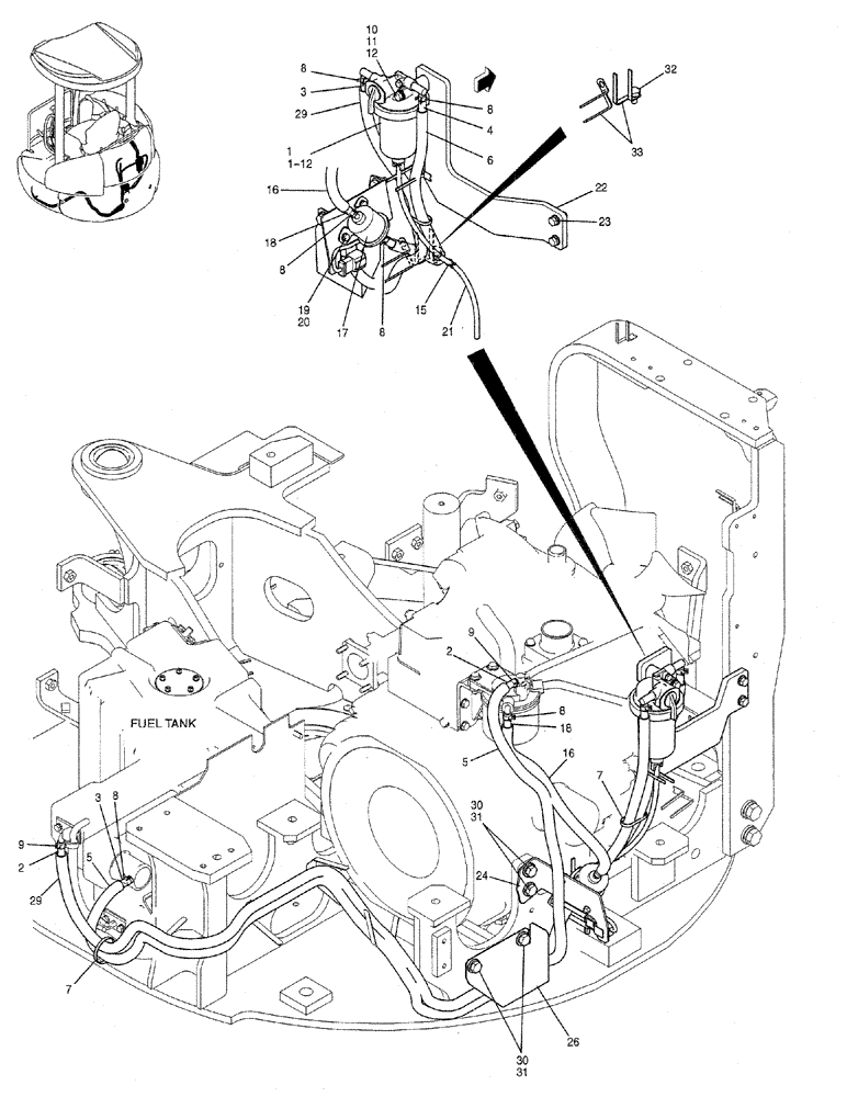 Схема запчастей Case CX27B PV13 - (01-011) - FUEL LINES (05) - SUPERSTRUCTURE