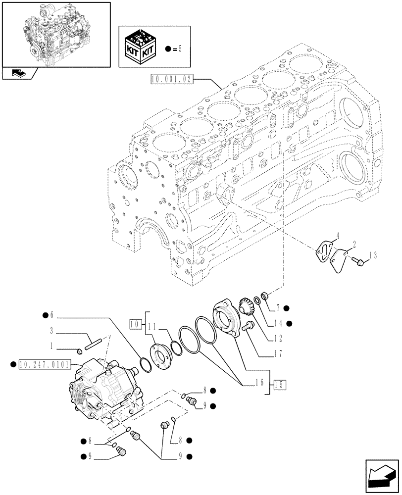 Схема запчастей Case F4DFE613G A004 - (10.247.01) - INJECTION PUMP (10) - ENGINE