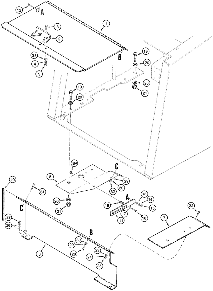 Схема запчастей Case 621C - (09-022) - COVERS BATTERY BOX, EUROPE ONLY (09) - CHASSIS