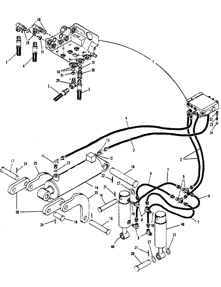 Схема запчастей Case 1000 - (26) - HYDRAULIC LINES - BOOM & TILT CIRCUIT, (SPEC. #P16WS04, P16FG05, P16FD06 & UP) 