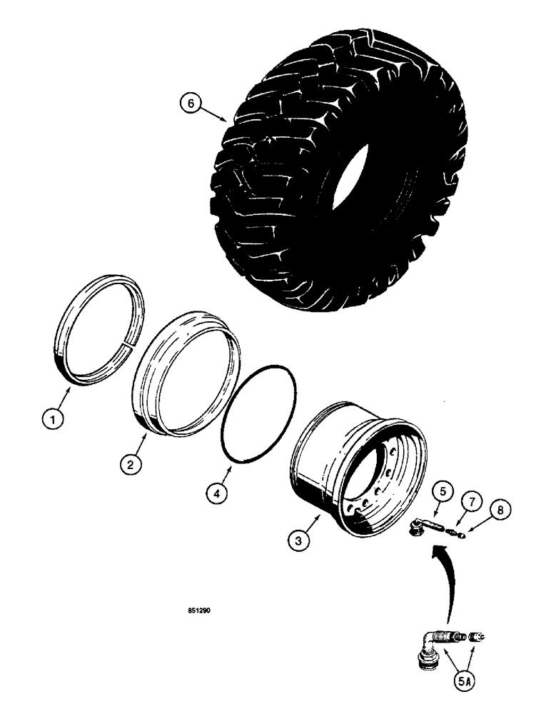 Схема запчастей Case W14 - (352) - WHEELS AND TIRES, USED ON MODELS WITH 13.00 X 24 AND 14.00 X 24 TIRES (06) - POWER TRAIN