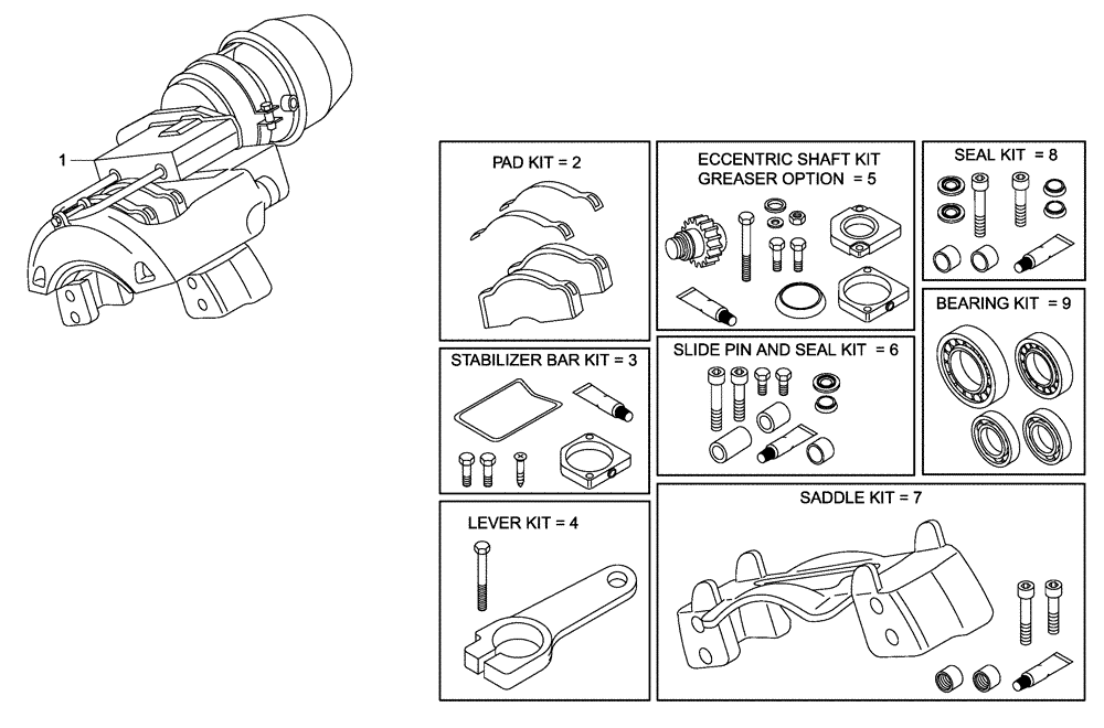 Схема запчастей Case 327B - (47X00000004[001]) - KIT, PARKING BRAKE REPAIR (89500407098) (09) - Implement / Hydraulics / Frame / Brakes