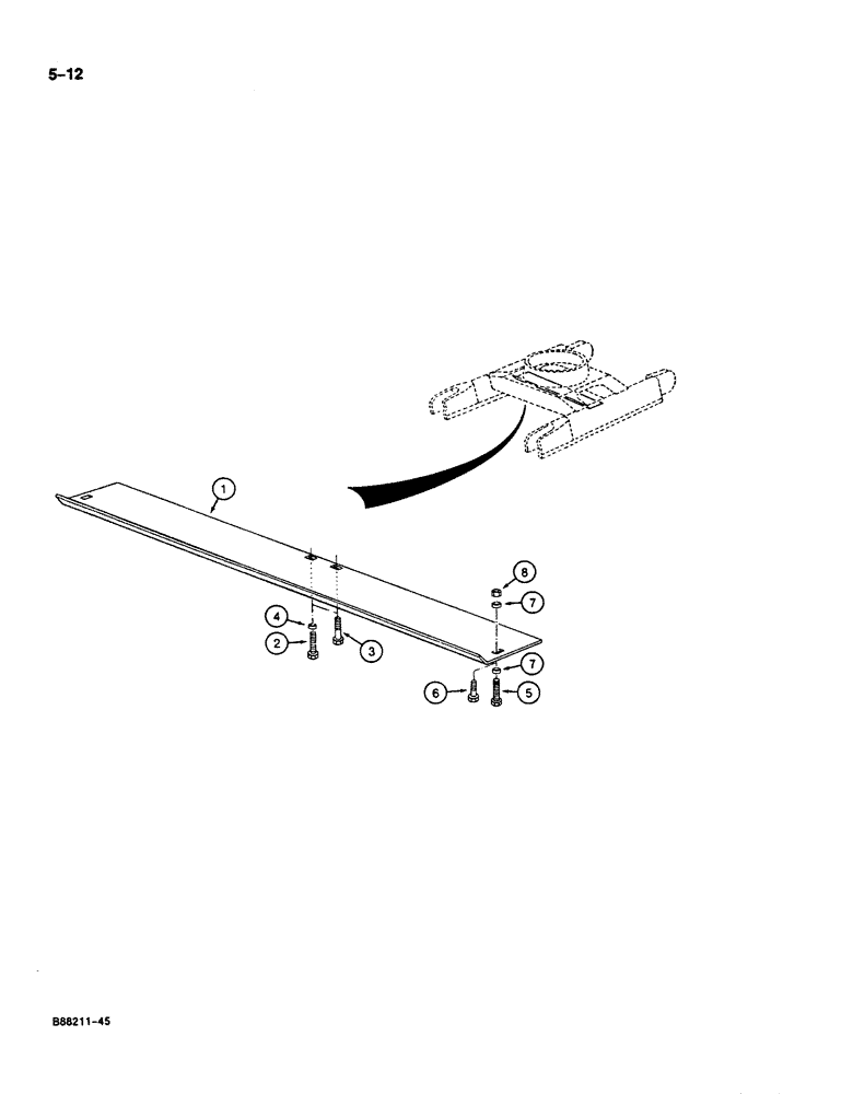 Схема запчастей Case 125B - (5-12) - HYDRAULIC SWIVEL GUARD, P.I.N. 74251 THROUGH 74963, 21801 THROUGH 21868, 26801 AND AFTER (11) - TRACKS/STEERING