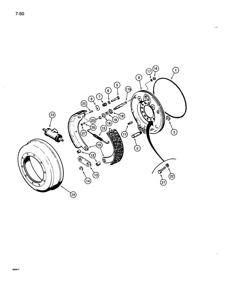 Схема запчастей Case 1086B - (7-050) - BRAKES, REAR DRIVE AXLE (07) - BRAKES