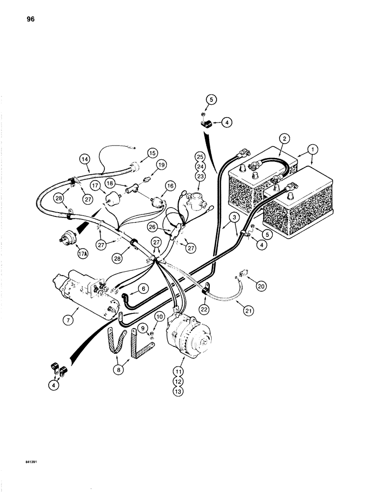 Схема запчастей Case 1280B - (096) - DETROIT DIESEL ENGINE ELECTRICAL SYSTEM (04) - ELECTRICAL SYSTEMS