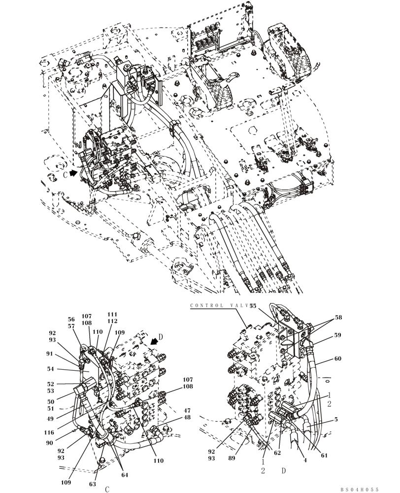 Схема запчастей Case CX80 - (08-52) - HYDRAULICS, AUXILIARY - MULTI-PURPOSE + 3 WAY VALVE (08) - HYDRAULICS