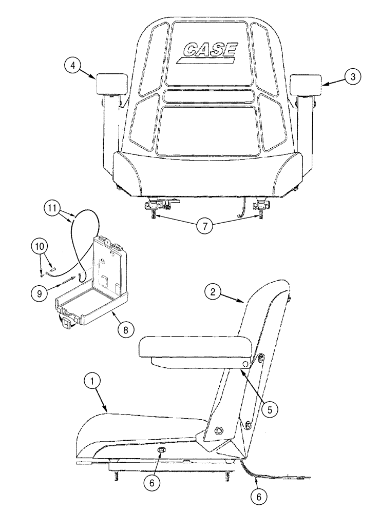 Схема запчастей Case 6030 - (09-21) - SEAT, OPERATOR (09) - CHASSIS/ATTACHMENTS