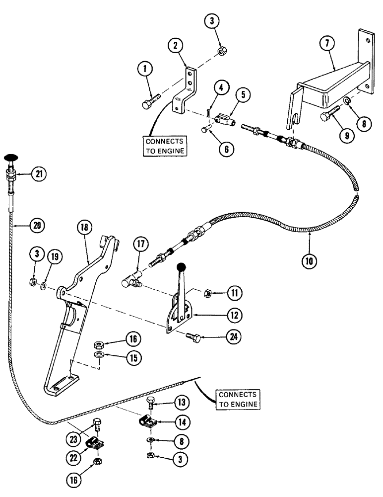 Схема запчастей Case 880 - (104) - THROTTLE CONTROL (01) - ENGINE