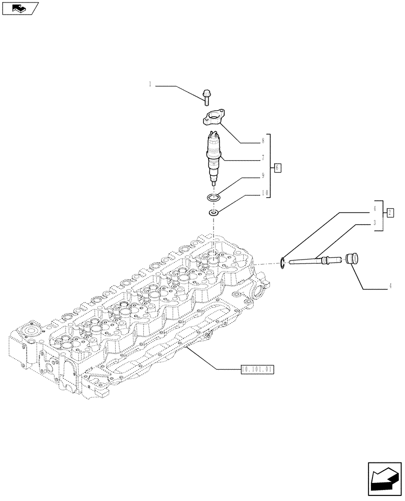 Схема запчастей Case 921F - (10.218.02) - INJECTION EQUIPMENT - INJECTOR (10) - ENGINE