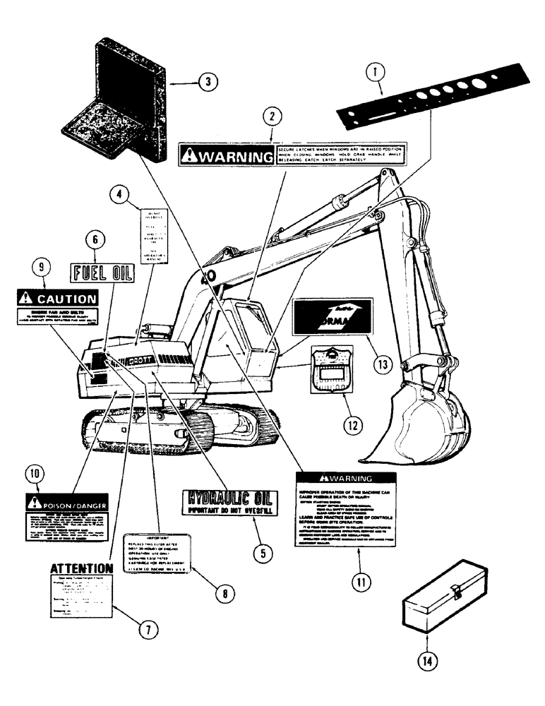 Схема запчастей Case 40 - (294) - DECALS, (USED ON UNITS WITH PIN 6270901 AND AFTER) (90) - PLATFORM, CAB, BODYWORK AND DECALS