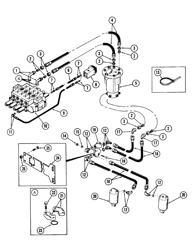 Схема запчастей Case 50 - (8-200) - OPTIONAL LEVELER TUBING, (USED ON UNITS W/O OPTIONAL AUXILIARY (08) - HYDRAULICS