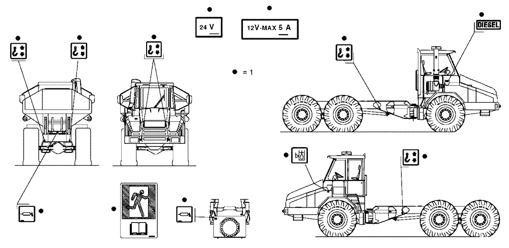 Схема запчастей Case 325 - (6.781[01]) - DECALS - EUROPA/USA TYPE - GREEN LABELS (13) - Electrical System / Decals