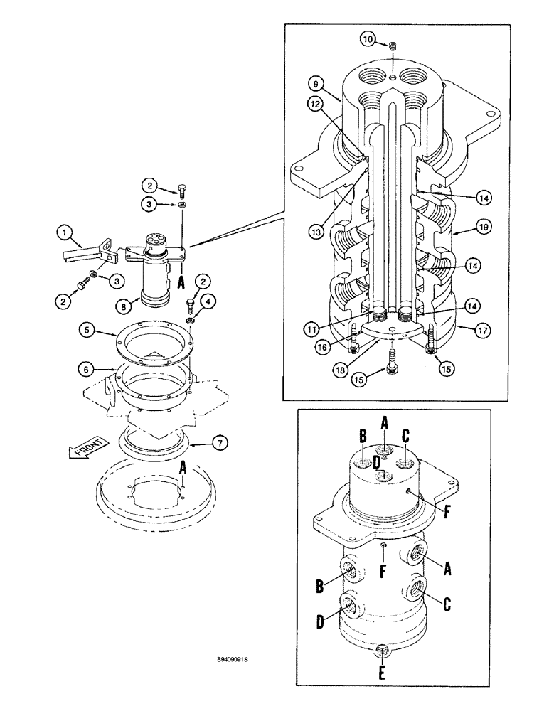 Схема запчастей Case 9045B - (8-074) - HYDRAULIC SWIVEL (08) - HYDRAULICS