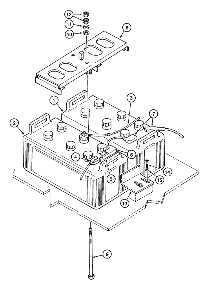 Схема запчастей Case 9040 - (4-14) - BATTERIES AND MOUNTING (04) - ELECTRICAL SYSTEMS