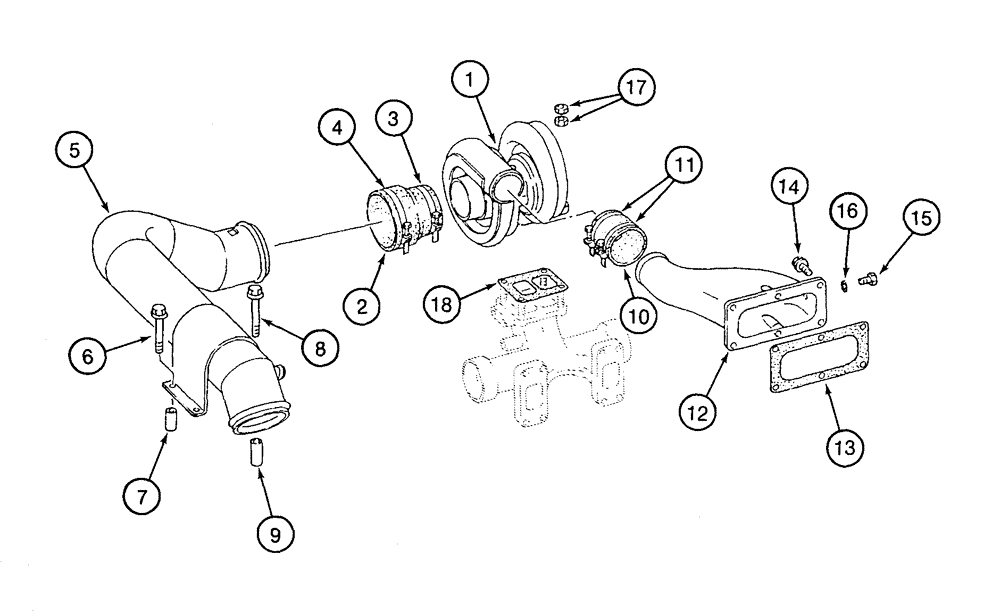 Схема запчастей Case 9060 - (2-20) - TURBOCHARGER SYSTEM (02) - ENGINE