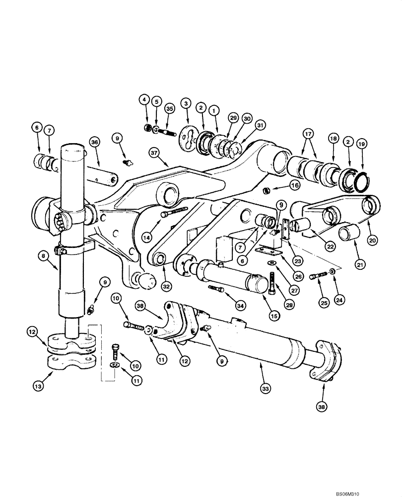 Схема запчастей Case 845 - (08.62[00]) - CYLINDER - SADDLE AND ACTUATING (3 HOLES) (08) - HYDRAULICS