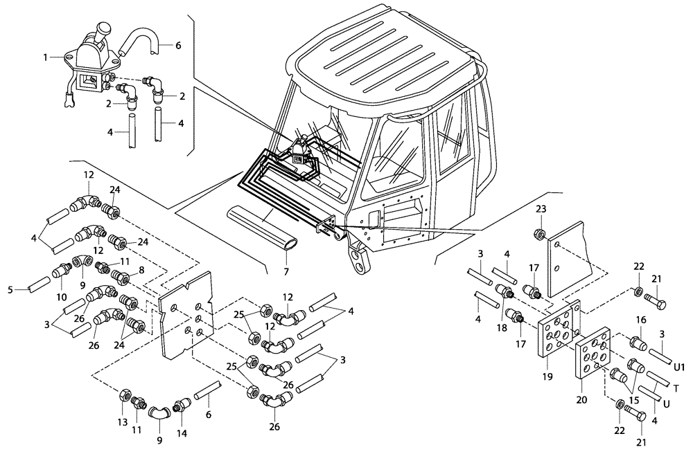 Схема запчастей Case 335 - (49A00010902[001]) - PNEUMATIC SYSTEM - DRIVER CAB (36) - PNEUMATIC SYSTEM