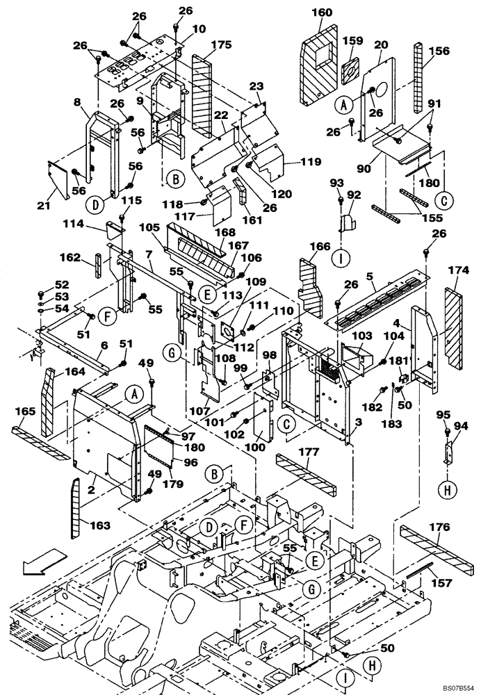 Схема запчастей Case CX210B - (09-05) - FRAMES, COVERS - INSULATION (09) - CHASSIS/ATTACHMENTS