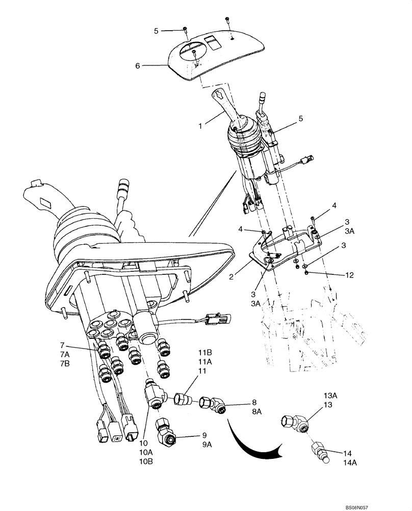 Схема запчастей Case 921E - (08-24) - LOADER CONTROL - JOYSTICK WITH SINGLE LEVER MOUNTING (08) - HYDRAULICS