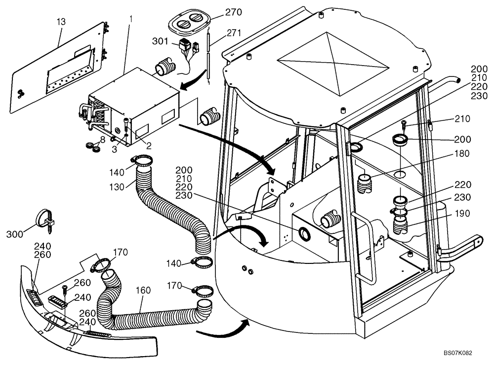 Схема запчастей Case 21E - (27.012[2990949000]) - HEATING INSTALLATION HIGH PERFORMANCE (OPTION) (50) - CAB CLIMATE CONTROL